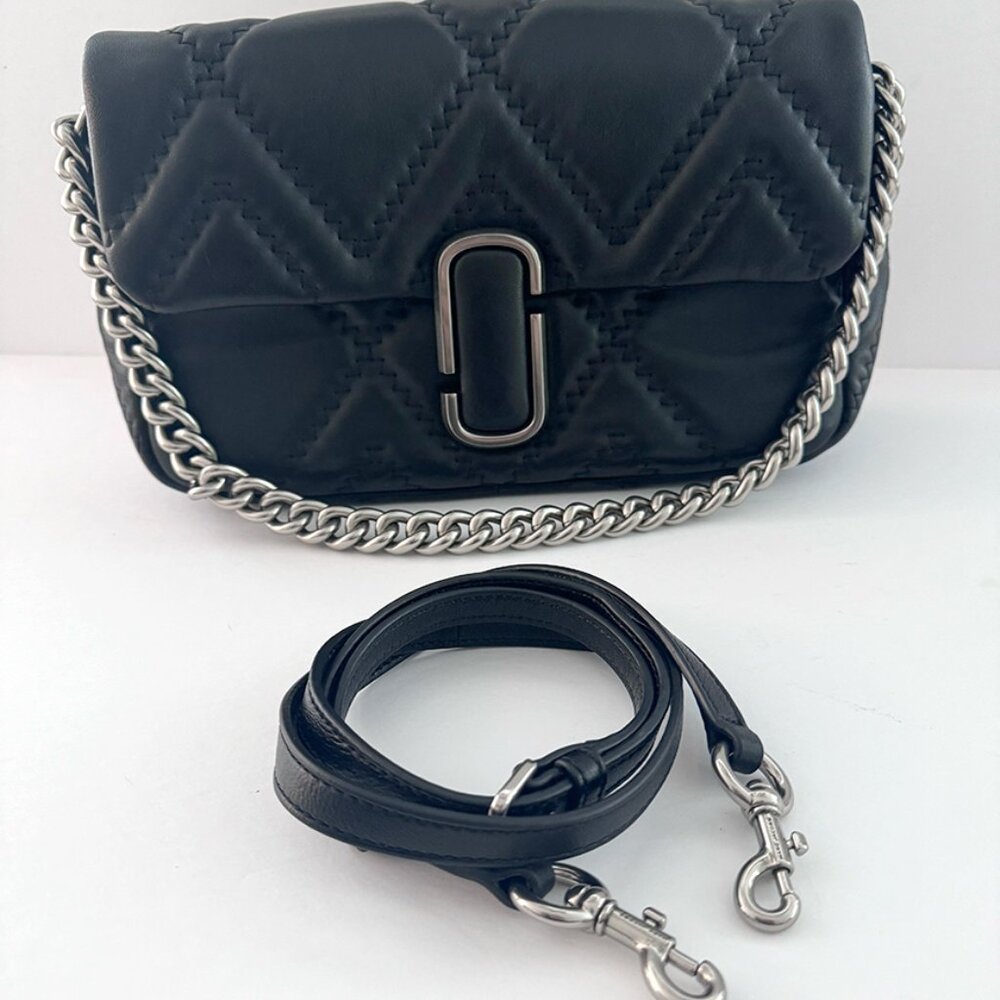 Marc Jacobs Black Quilted Crossbody Bag with Silver Chain - Picture 5 of 13